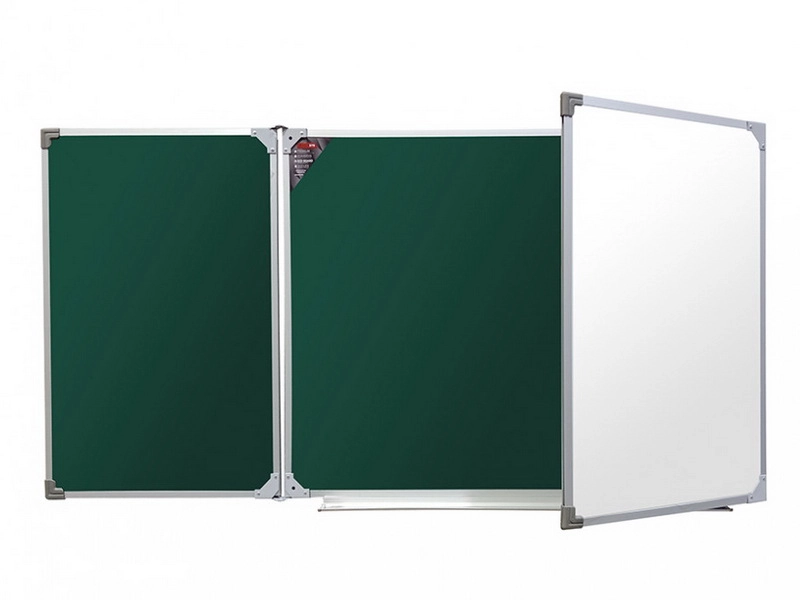 Трёхсекционная магнитная доска 100х350 (Премиум профиль)