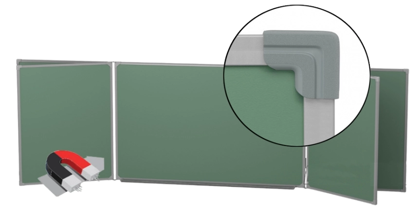 Пятисекционная меловая магнитная доска 100x400 см