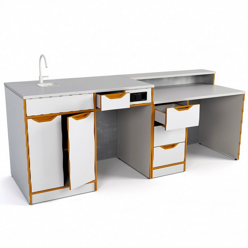 Демонстрационный стол для химии с раковиной 2400 мм