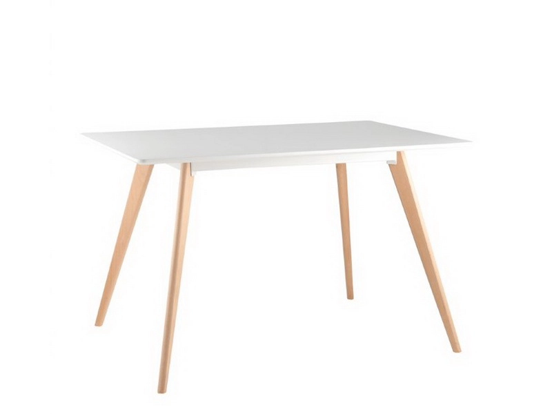 Стол для кухни 120х80 белый, деревянные ножки