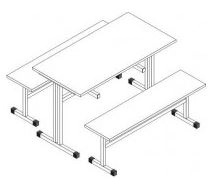 Обеденный комплект на 4 человека с двумя скамьями