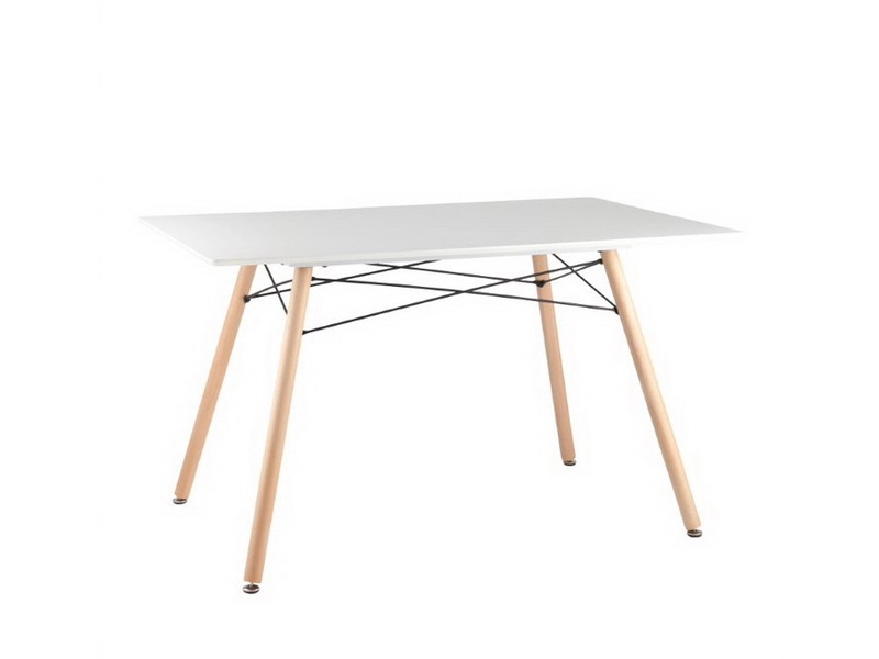 Белый обеденный стол на деревянных ножках — 120 см