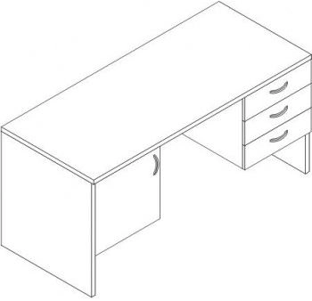 Преподавательский стол с тумбой и 3 ящиками