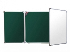 Трёхсекционная магнитная доска 100х350 (Премиум профиль)