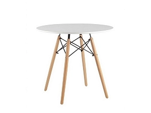 Белый круглый стол на ножках из бука, 80 см