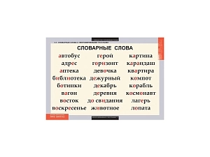 Набор таблиц «Словарные слова» — 5 листов