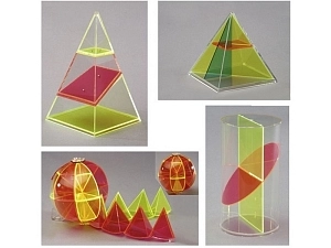 Комплект прозрачных геометрических фигур с сечениями — 4 элемента