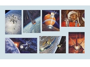 Космос человечеству — художественные репродукции, 7 шт.