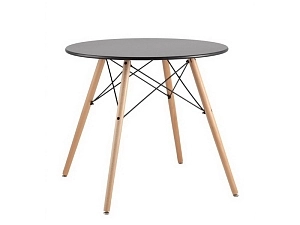 Черный круглый стол на деревянных ножках Ø80