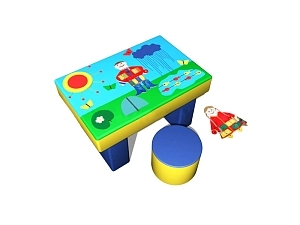 Мягкий дидактический столик с пуфом — тип 2 (пуф Ø30)