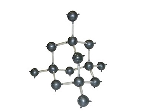 Модель кристаллической структуры алмаза (14 чёрных шаров)