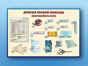 Образовательный стенд по ПДД — авт. аптечка 59,5×89,5 см