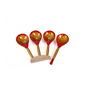 Ложки-веер «Тройка» с бубенцами, городецкий узор