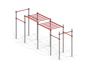 Двухуровневый рукоход с шестью турниками для учебных площадок