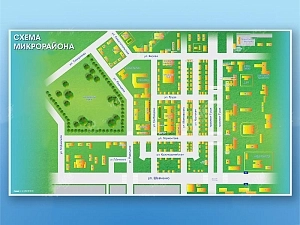 Учебная доска по ПДД — схема микрорайона, 1,7×1,0 м