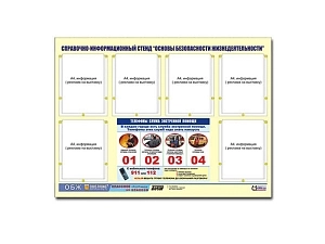 Информационный стенд «Основы БЖ» на баннере, 6 карманов