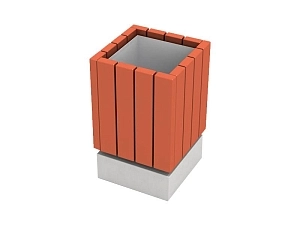 Деревянная урна МФ6.061 с бетонной базой