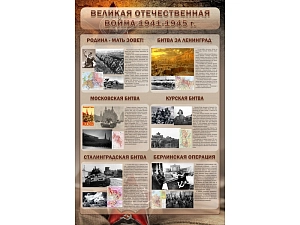 Информационный стенд «Битвы ВОВ» 60х90 см
