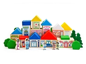 Цветной набор-конструктор «Город» из дерева