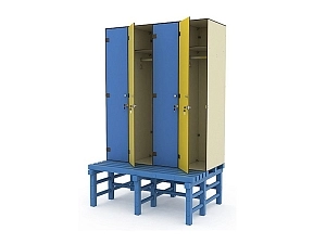 Четырехсекционный шкаф HPL со скамьёй