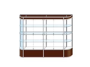 Напольная витрина 280×230×30 см с алюминиевым каркасом