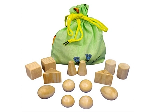 Набор деревянных геометрических тел в мешочке