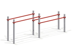 Разноуровневые школьные брусья, 4 жерди