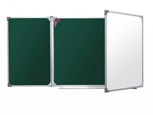 Трёхсекционная магнитно-маркерно-меловая доска 100х500