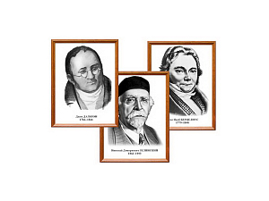 Набор портретов химиков в деревянных рамках (8 шт.)