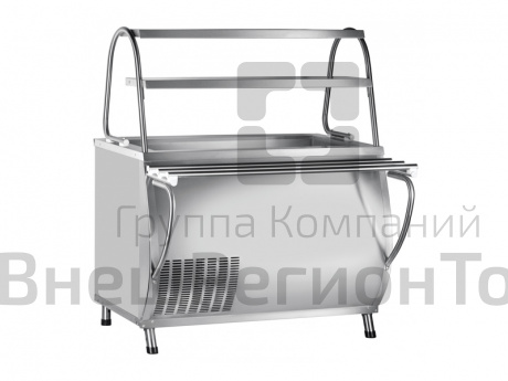 Прилавок холодильный открытый Патша, нейтр.шкаф, 2 полки, L1120 мм.