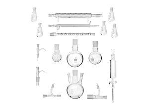 Демонстрационный набор стеклянной посуды на шлифах — 21 шт