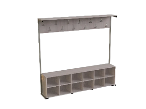 Односторонняя вешалка с тумбой — 12 посадочных мест