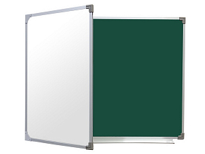 Двухэлементная магнитно-меловая доска 120х255, алюминиевый профиль