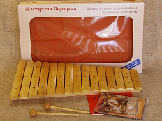 Ксилофон диатонический Ля мажор, 15 пластин, на низком резонаторе, ель, художественная роспись