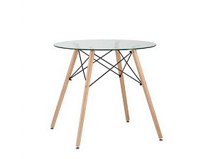 Стол стеклянный на ножках из массива бука