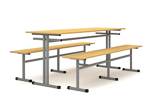 Обеденный комплект: стол 6 мест с двумя скамьями, 1.8 м