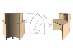 Угловая кафедра для выдачи, 45 град., 1113×1051×1160
