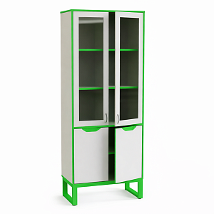 Шкаф со стеклом с низким закрытым фасадом