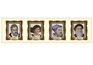 Лента-стенд: Знаменитые путешественники и географы — 3200×450 мм