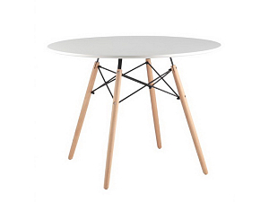 Круглый стол 100 см белый — на ножках из бука