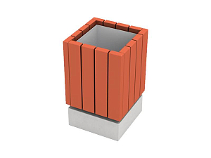 Деревянная урна МФ6.061 с бетонной базой