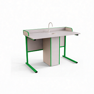 Стол ученический плоскоовальная труба с сантехникой и бортом ЛДСП
