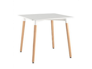Стол 80x80 белый с буковыми ножками
