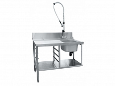 Предмоечный стол для посудомоечной машины купольной, 1200х670х1070(1800) мм