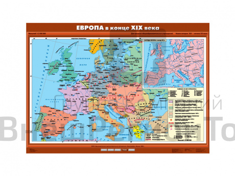 Учебная карта "Европа в конце XIX века".
