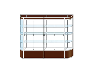 Напольная витрина 280×230×30 см с алюминиевым каркасом