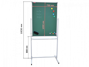 Передвижная меловая доска 100х75 см, магнитная