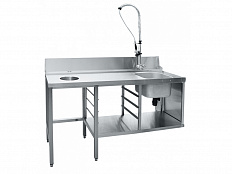 Предмоечный стол для посудомоечной машины купольной, 1700х670х1070(1800) мм