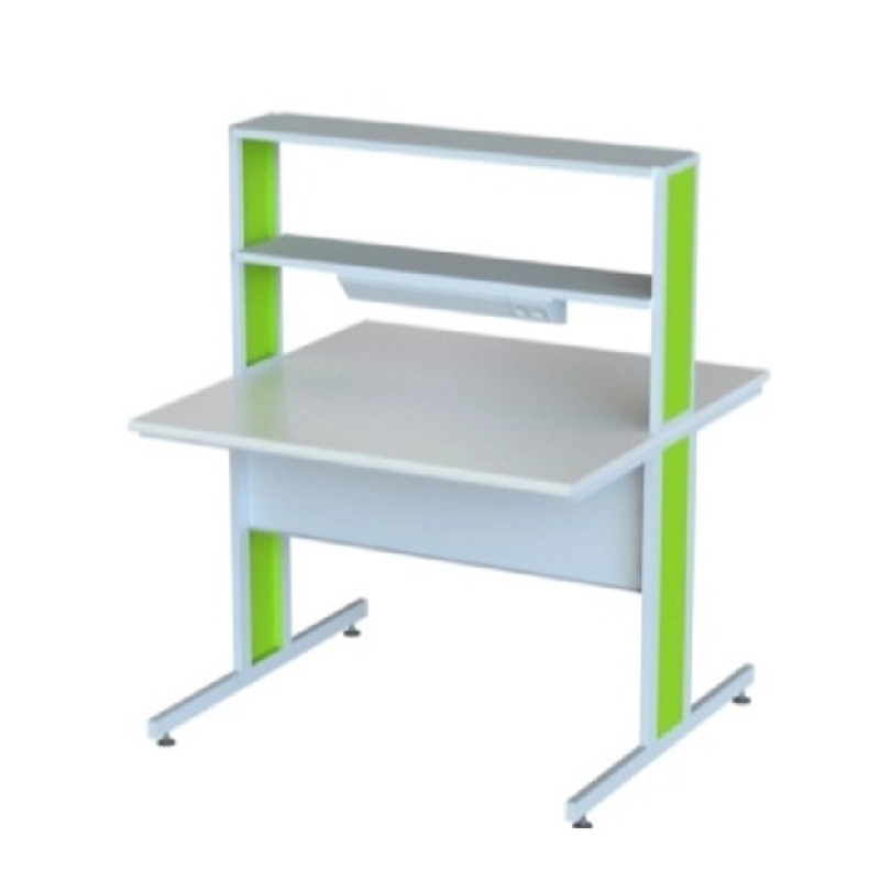 Островной лабораторный стол с розетками и надстройкой