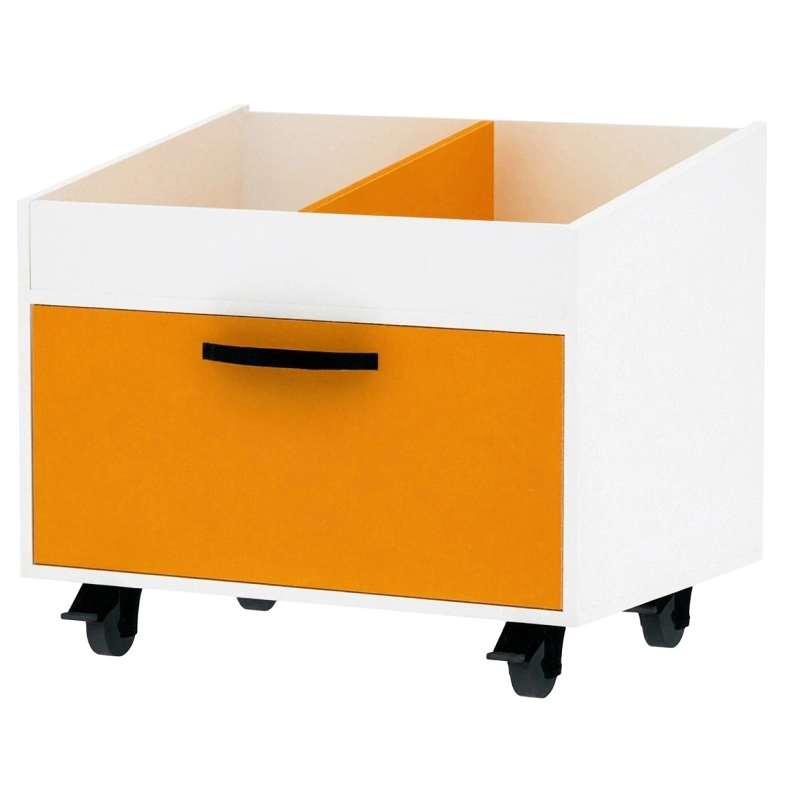 Тумба мобильная 1 ящик, 690х500х630 мм (белый/оранжевый)